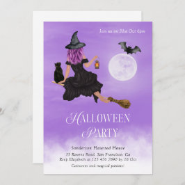Invitación Partido de Halloween de Brujas Mágicas