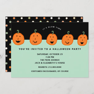 Invitación Partido de Halloween de Calabaza Cuta