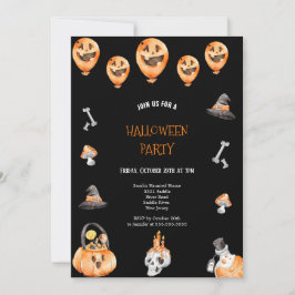 INVITACIÓN PARTIDO DE HALLOWEEN, DE CARA Y MIEDO, NEGRO Y NAR