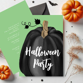 Invitación Partido de Halloween de la Calabaza de Guión Verde