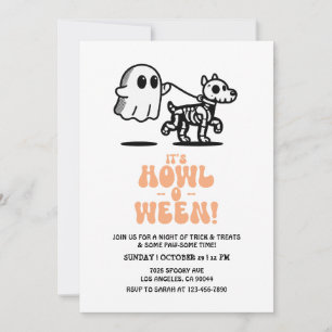 Invitación Partido de Halloween de perros invita a Fiesta de
