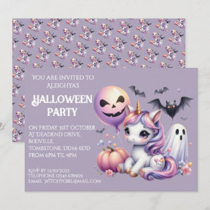 Invitación Partido de Halloween de Unicornio