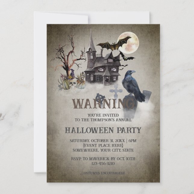 Invitación Partido de Halloween de Vampiro Gótico Victoriano (Anverso)