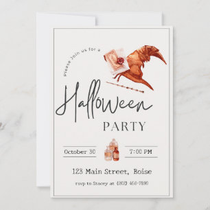Invitación Partido de Halloween del Gorra de Brujas