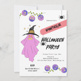 Invitación Partido de Halloween Ghost Skull Garland