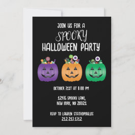 Invitación Partido de Halloween Jack O Lantern Candy Pail