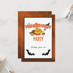 Invitación Partido de Halloween Jack-O-Lantern y más invitaci