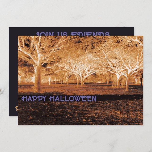 Invitación Partido de Halloween morado y Naranja da miedo a l (Anverso / Reverso)