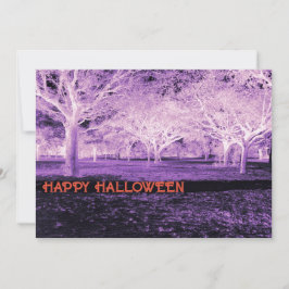 Invitación Partido de Halloween morado y Naranja da miedo a l