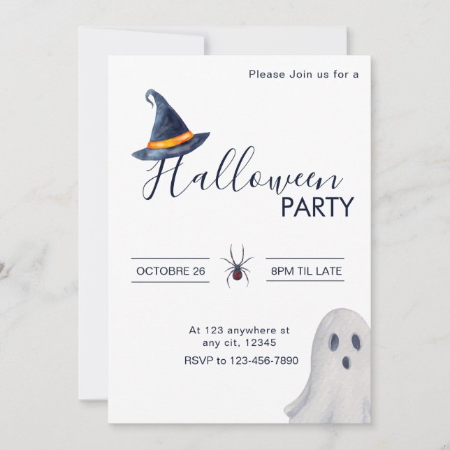 Invitación Partido de Halloween Neutral Clásico (Anverso)