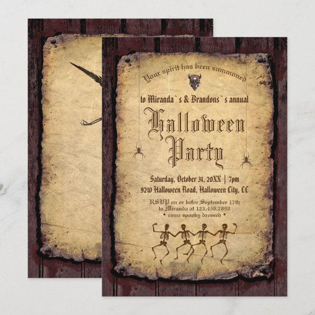 Invitación Partido de Halloween victoriano gótico vintage (Anverso / Reverso)