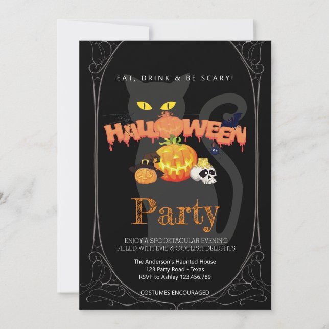 Invitación Partido de Halloween Vintage Gótico (Anverso)