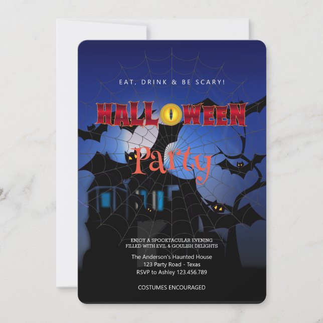 Invitación Partido de Halloween Vintage Gótico (Anverso)