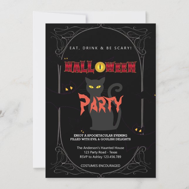 Invitación Partido de Halloween Vintage Gótico (Anverso)