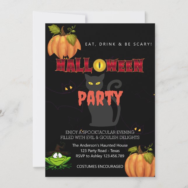 Invitación Partido de Halloween Vintage Gótico (Anverso)