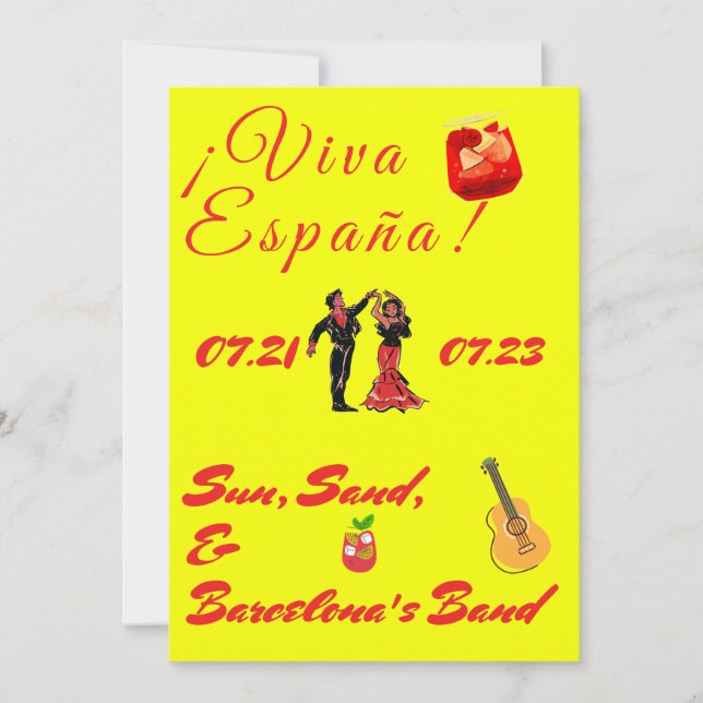 Invitación Partido de la Bachelorette Amarilla y Roja (Anverso)