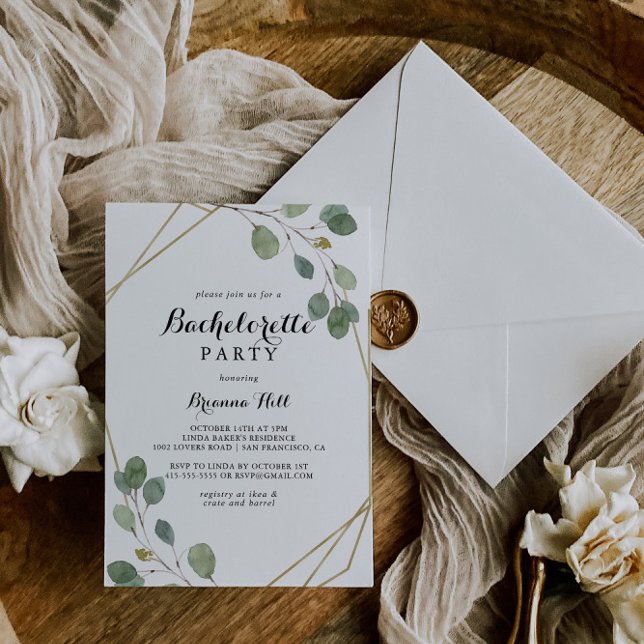 Invitación Partido de la Bachelorette de la Caligrafía Geomét (Subido por el creador)