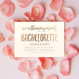 Invitación Partido de la Bachelorette de la Moda Gold Shimmer