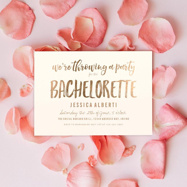Invitación Partido de la Bachelorette de la Moda Gold Shimmer (Subido por el creador)