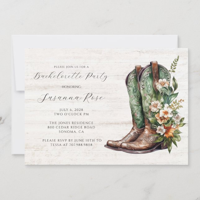 Invitación Partido de la Bachelorette de los Boots Rusos (Anverso)