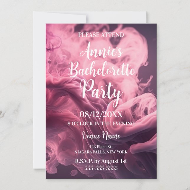 Invitación Partido de la Bachelorette del Humo Rosa (Anverso)