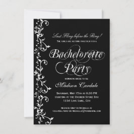 Invitación Partido de la Bachelorette Elegante de Blanco y Ne
