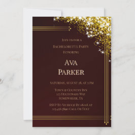 Invitación Partido de la Bachelorette, Purpurina con un oro b