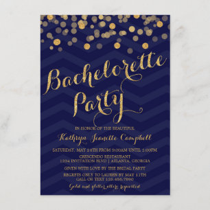 Invitación Partido de la Bachelorette, Purpurina de la Marina