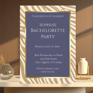Invitación Partido de la Bachelorette-Zebra Print-Beige-