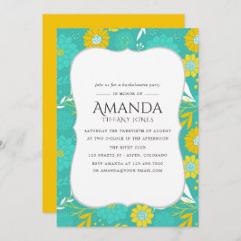 Invitación Partido de la bachillerato floral amarillo y Verde