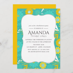 Invitación Partido de la bachillerato floral amarillo y Verde