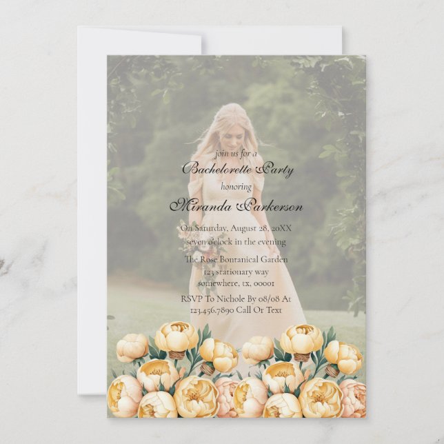 Invitación Partido de la batuta de la foto amarilla y de la m (Anverso)