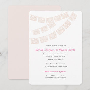Invitación Partido de la Boda Papel Picado Invita al Rosa