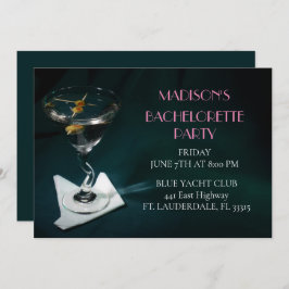 Invitación Partido de la Brigada de Bachelorette Martini verd