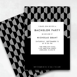 Invitación Partido de la licenciatura moderno negro y blanco 
