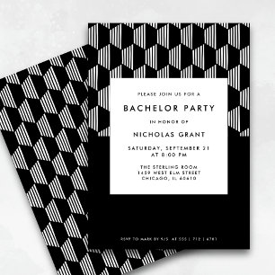 Invitación Partido de la licenciatura moderno negro y blanco