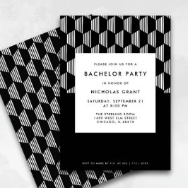 Invitación Partido de la licenciatura moderno negro y blanco 