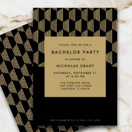 Invitación Partido de la licenciatura moderno negro y oro ele