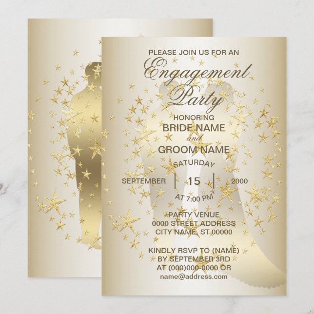 Invitación Partido De La Novia Y El Compromiso De Groom (Anverso / Reverso)