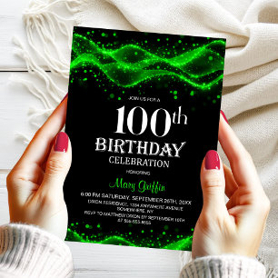 Invitación Partido de los 100 Años Moderno, Negro y Verde