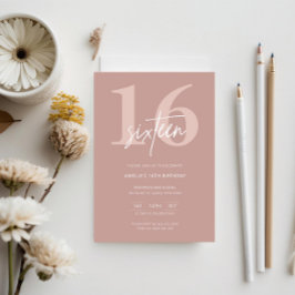 Invitación Partido de los 16 Años del Rosa Moderno minimalist