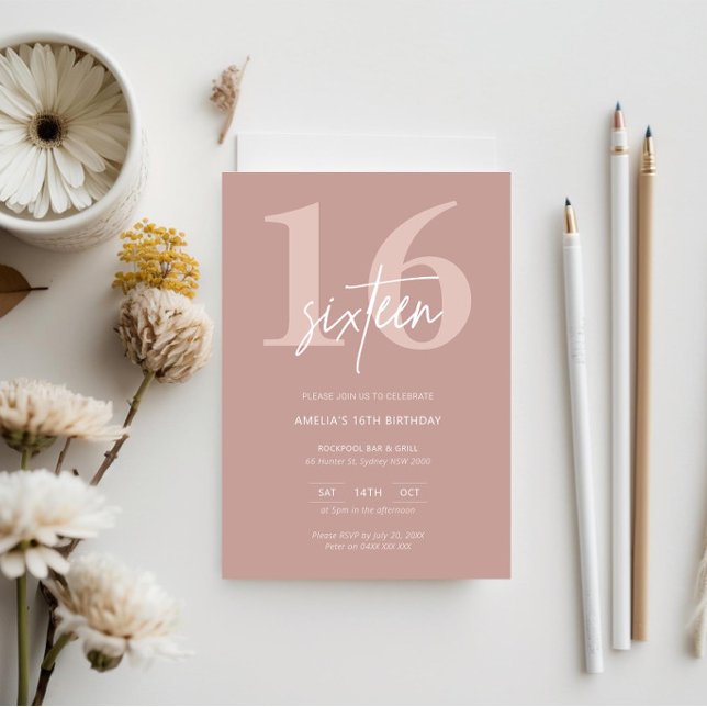 Invitación Partido de los 16 Años del Rosa Moderno minimalist (Subido por el creador)