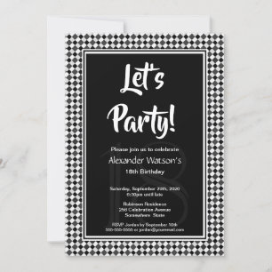 Invitación Partido de los 18 Años del Blanco Negro Moderno