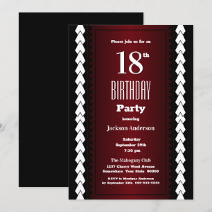 Invitación Partido de los 18 Años Negro y Borgoña