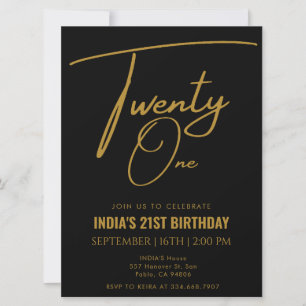Invitación Partido de los 21 Años 21 en Negro y Oro