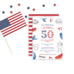 Invitación Partido de los 50 Años BBQ Grill All-American<br><div class="desc">Diseño de invitaciones para 50 cumpleaños Stars and Stripes para una cocina familiar al aire libre o un fiesta de picnic</div>