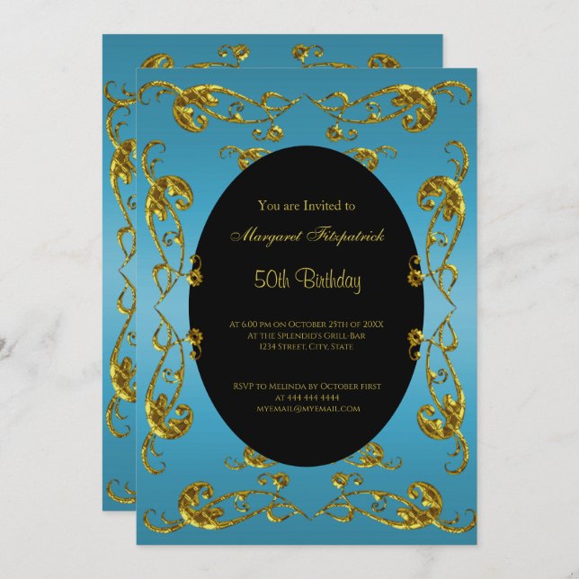 Invitación Partido de los 50 Años del Dorado Azul Negro (Anverso / Reverso)