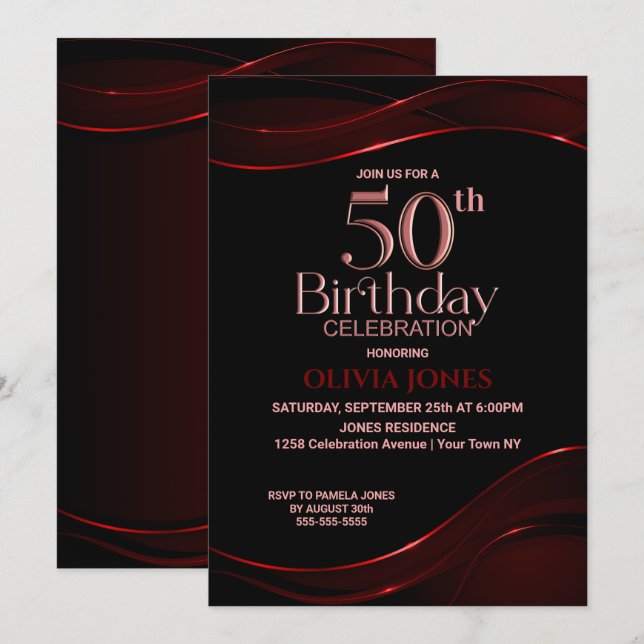 Invitación Partido de los 50 Años del Rojo Negro Moderno (Anverso / Reverso)