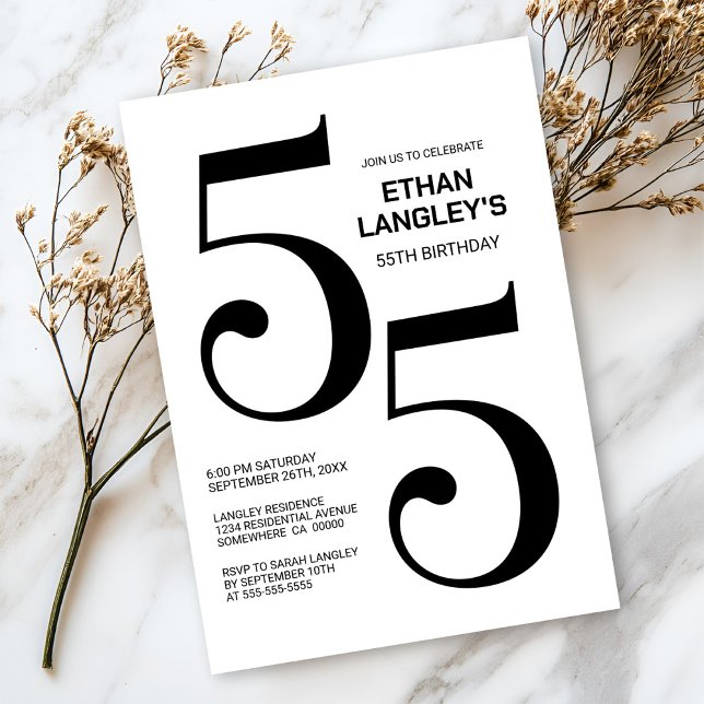 Invitación Partido de los 55 Años de Blanco y Negro Moderno (Subido por el creador)