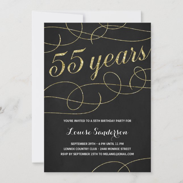 Invitación Partido de los 55 Años del Relieve metalizado dora (Anverso)